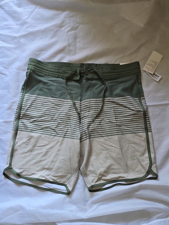 Old Navy Other - NWT Old Navy Green and Light Gray Striped Board Shorts